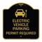 Signmission Electric Vehicle Parking Permit Required With Electric Car Graphic, Black & Gold, BG-1818-24114 A-DES-BG-1818-24114 - alternate 1